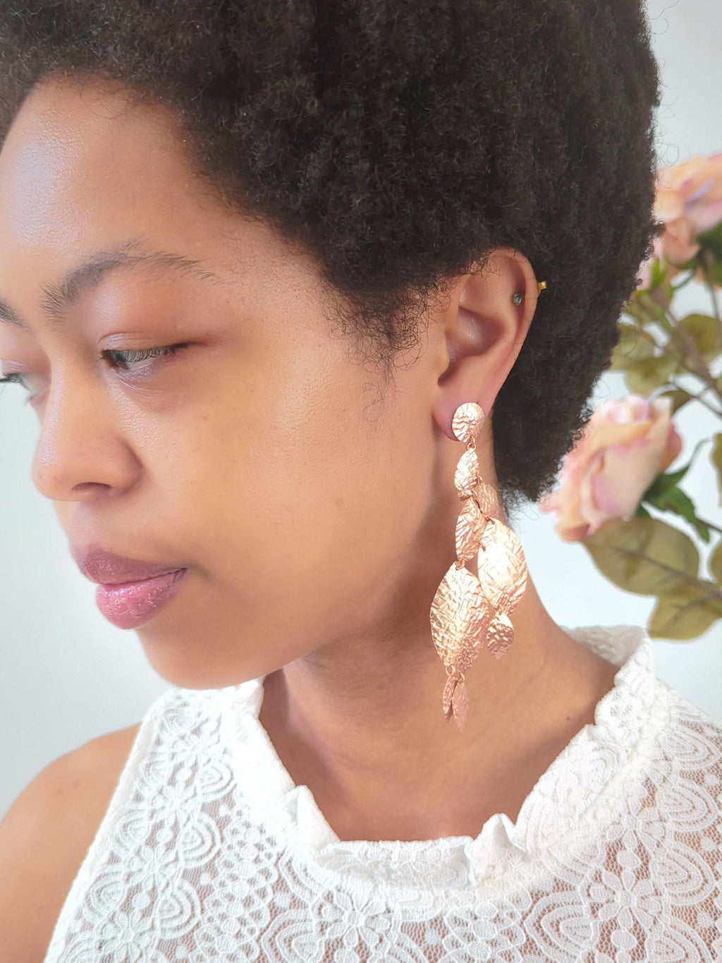 Cascading Leaf Statement Earrings