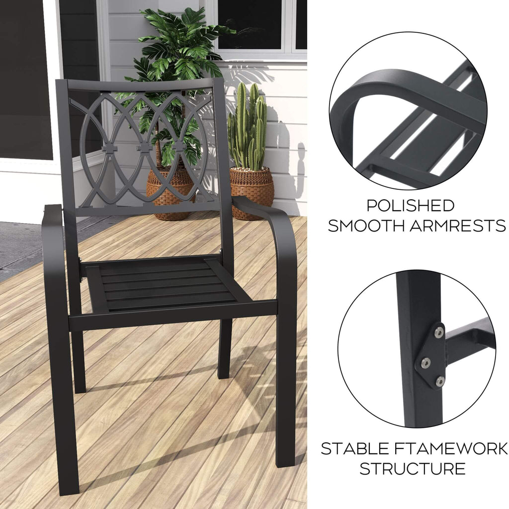5-Piece Outdoor Dining Set With 4 Heavy-Duty Chairs And Square Table With Umbrella Hole [UMBRELLA NOT INCLUDED] (SAK93546)