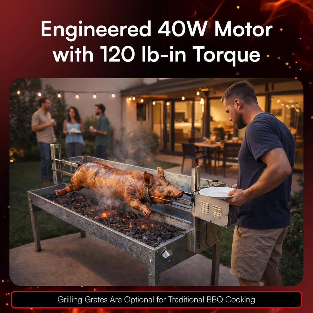 52-Inch Stainless Steel Charcoal Rotisserie Spit Roaster With Wind Shield (SAK37482)
