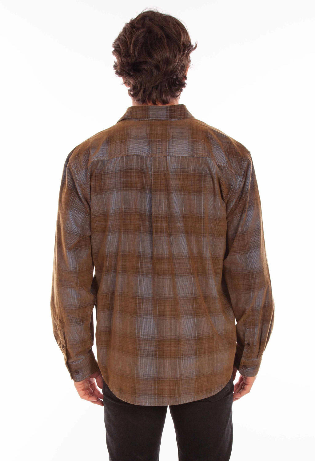 Scully Point Collar (5342) - Men's Corduroy Plaid Shirt
