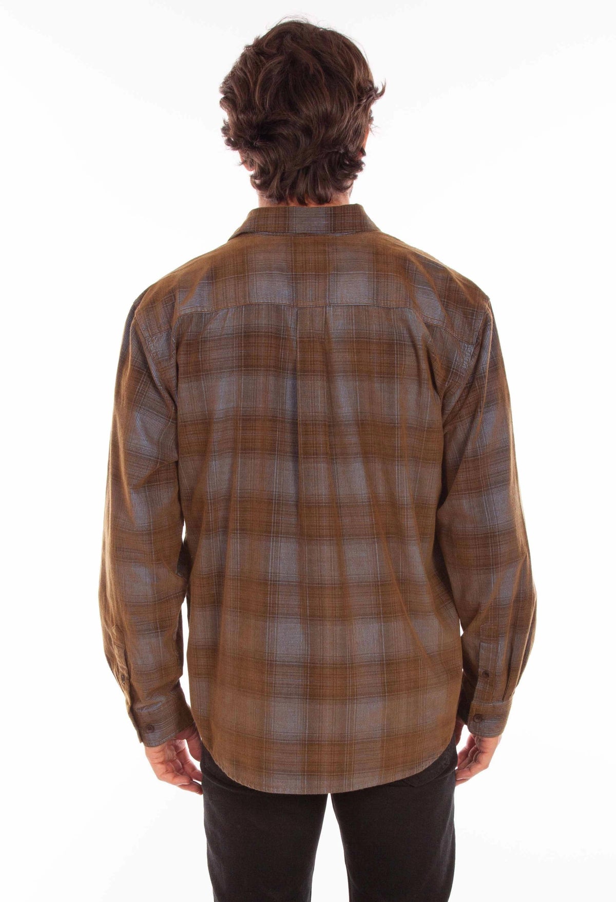 Scully Point Collar (5342) - Men's Corduroy Plaid Shirt
