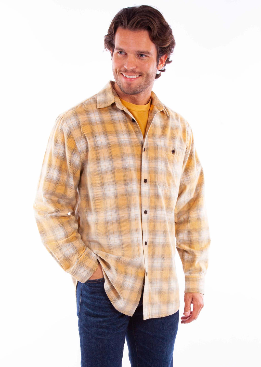 Scully One Pocket (5357) - Men's Corduroy Plaid Shirt