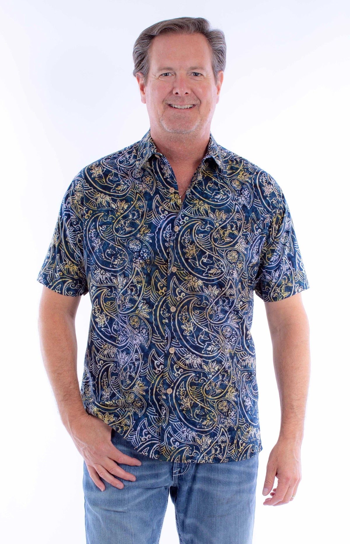 Scully Navy Batik (5377) - Men's Casual Shirt