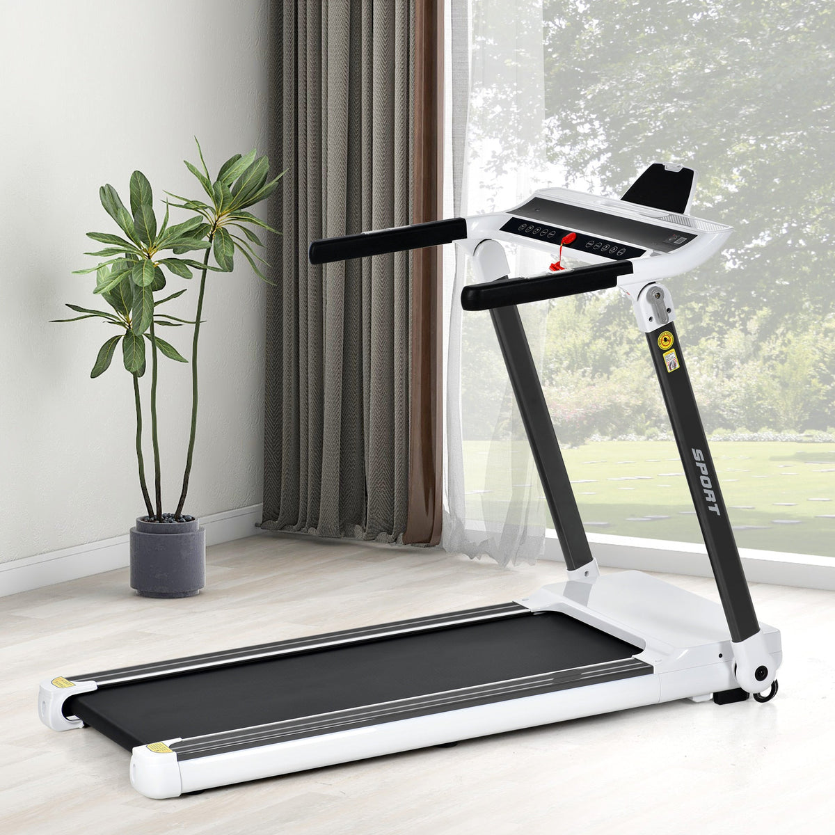 Portable Compact Home Cardio Fitness Treadmill With 3.5HP Electric Motor & Bluetooth Speakers (SAK32416)