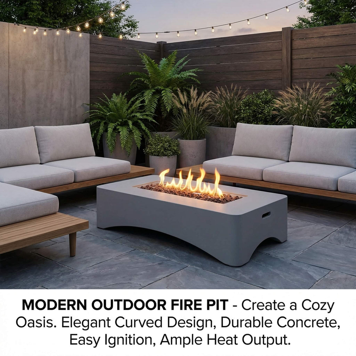 56-Inch 50K BTU Outdoor Modern Propane Fire Pit Table (SAK56830)
