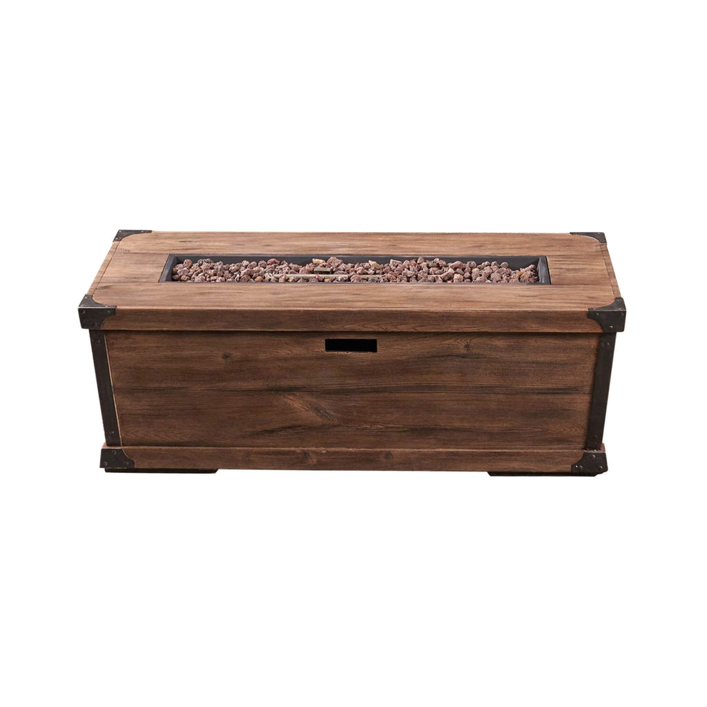 56-Inch Outdoor 50K BTU Wood Pattern Rectangle Gas Burning Fire Pit (SAK43681)