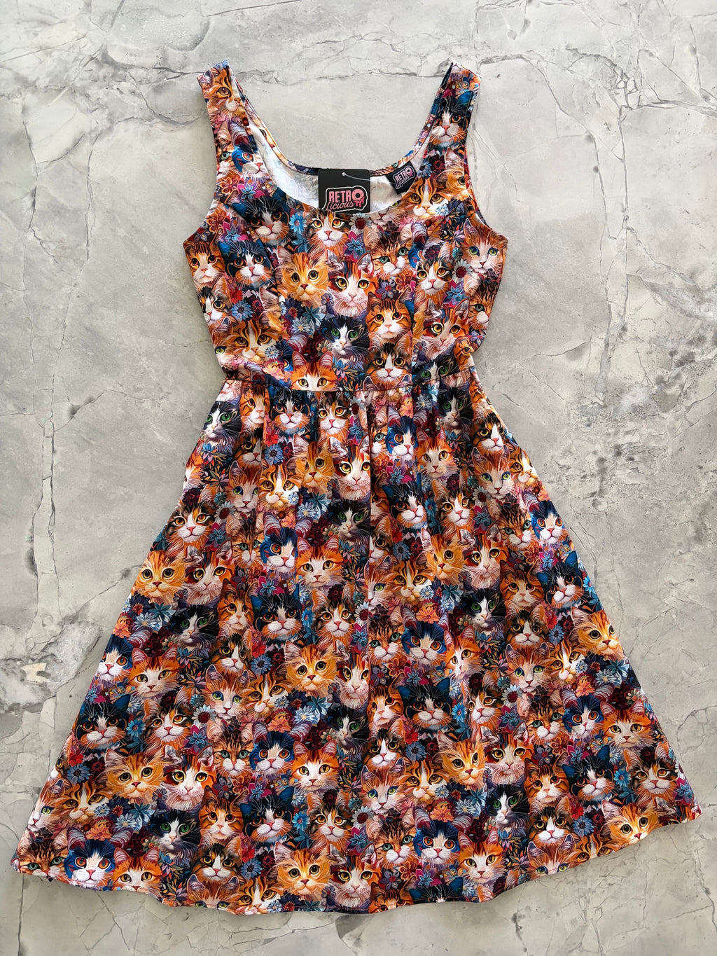 Cats & Flowers Fit & Flare Dress