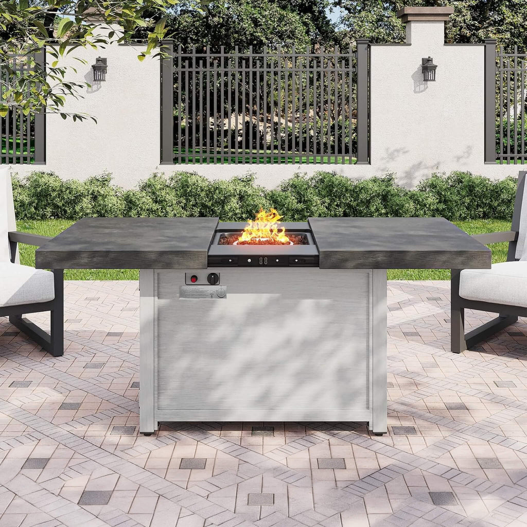 59-Inch 50K BTU Propane Fire Pit Table With Extendable Top (SAK71253)