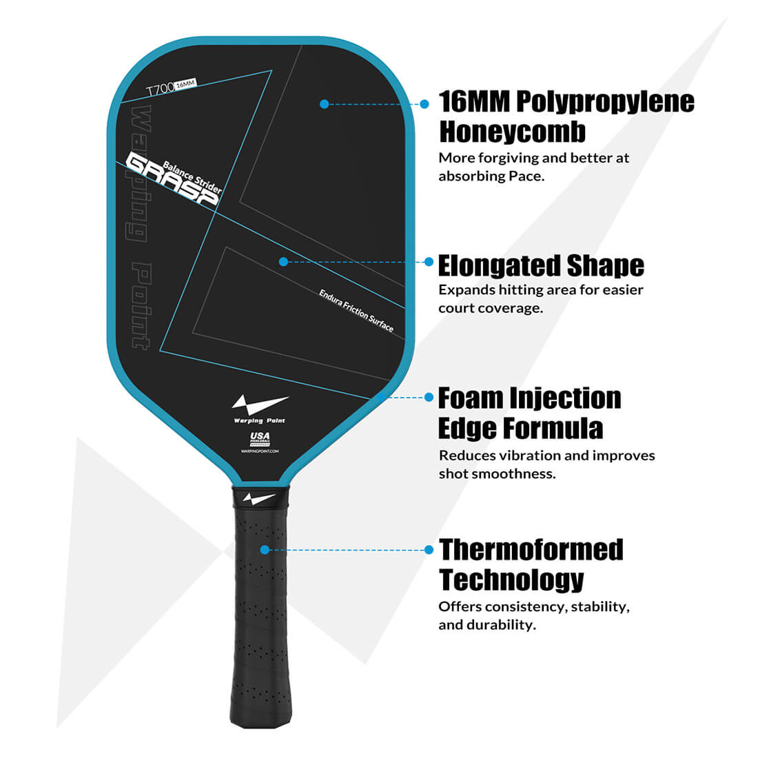 Grasp Pickleball Paddle - 16mm