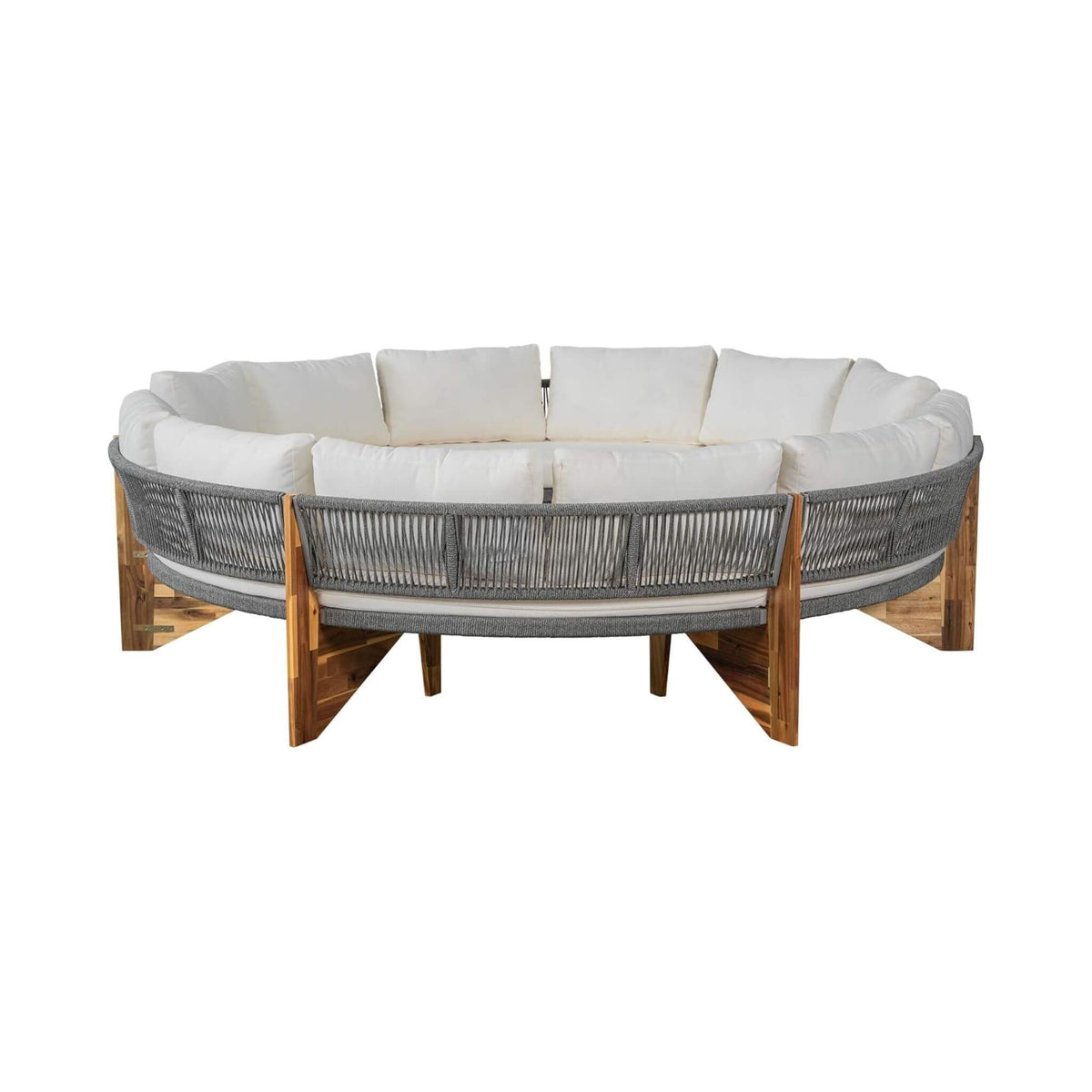 6-Person Half Moon Beige Patio Sectional Set With Cushions And Table (SAK61928)