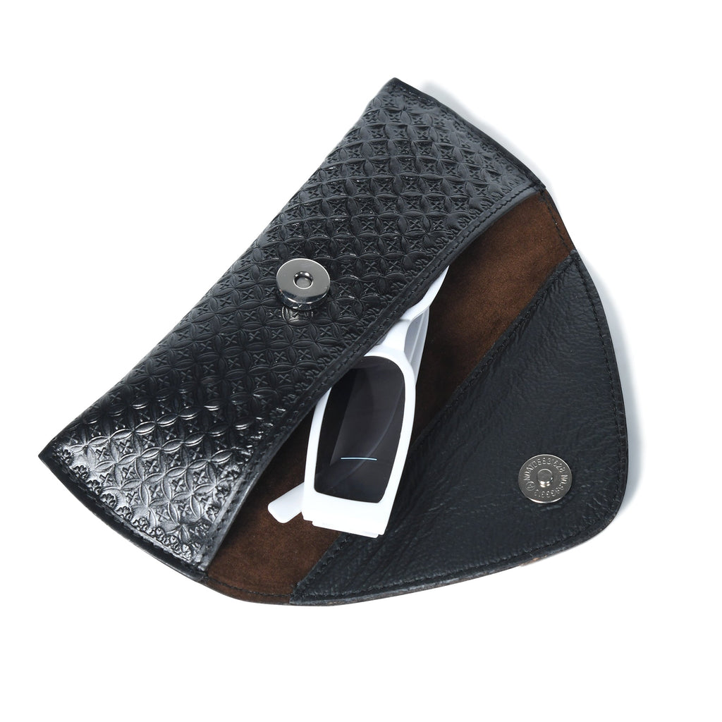 Black Textured Leather Sunglasses Cover