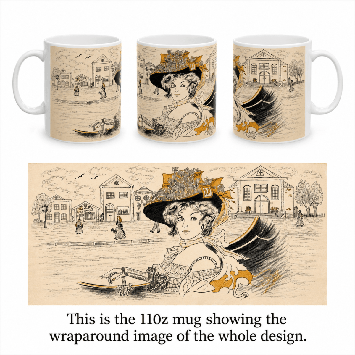 PimsArt Vintage Belle Victorian Mug From Original Drawing
