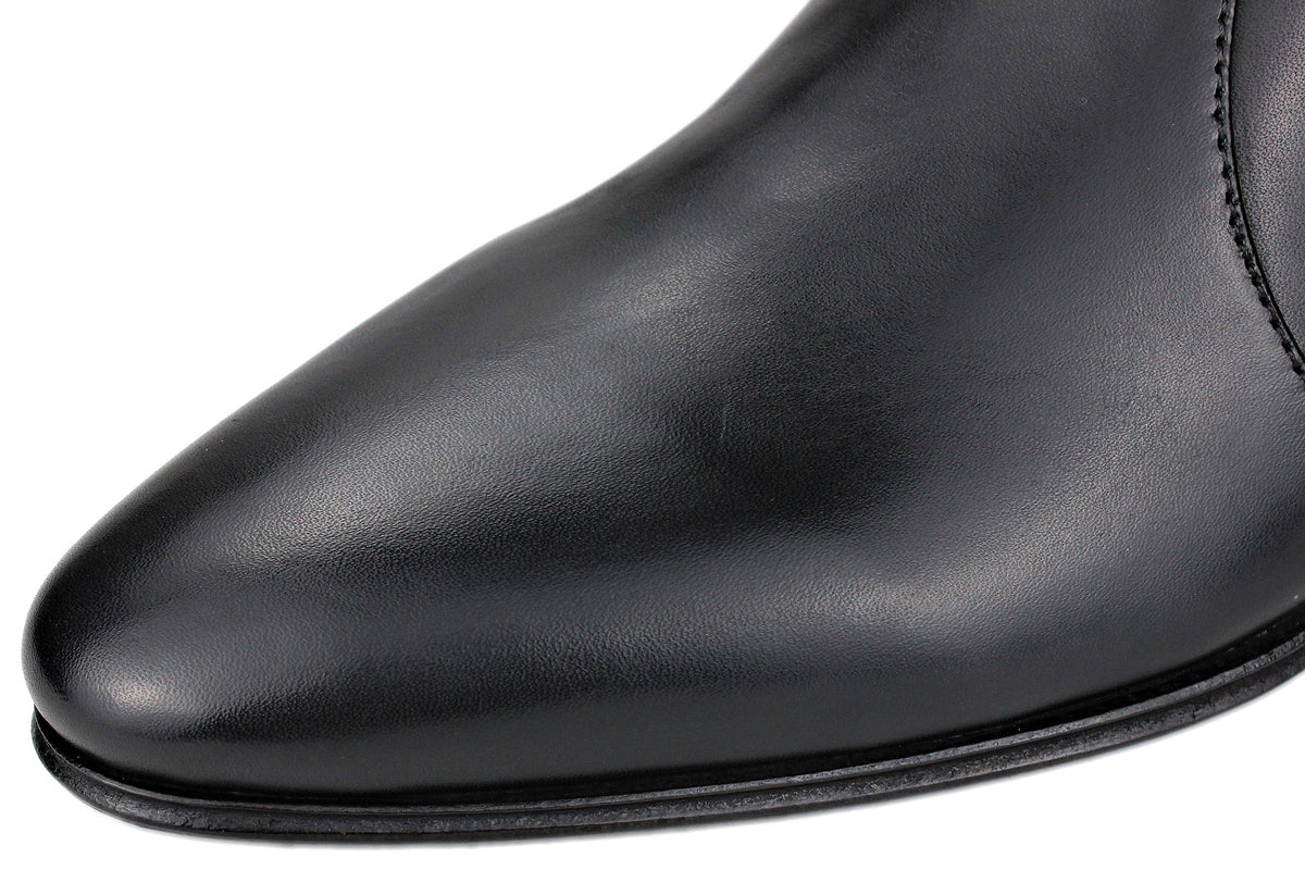OSSTONE Men Chelsea Ankle Boots Leather Heeled Boots With Side Zipper Cuban Heel Dress Boots Disco Shoes OS-JY046