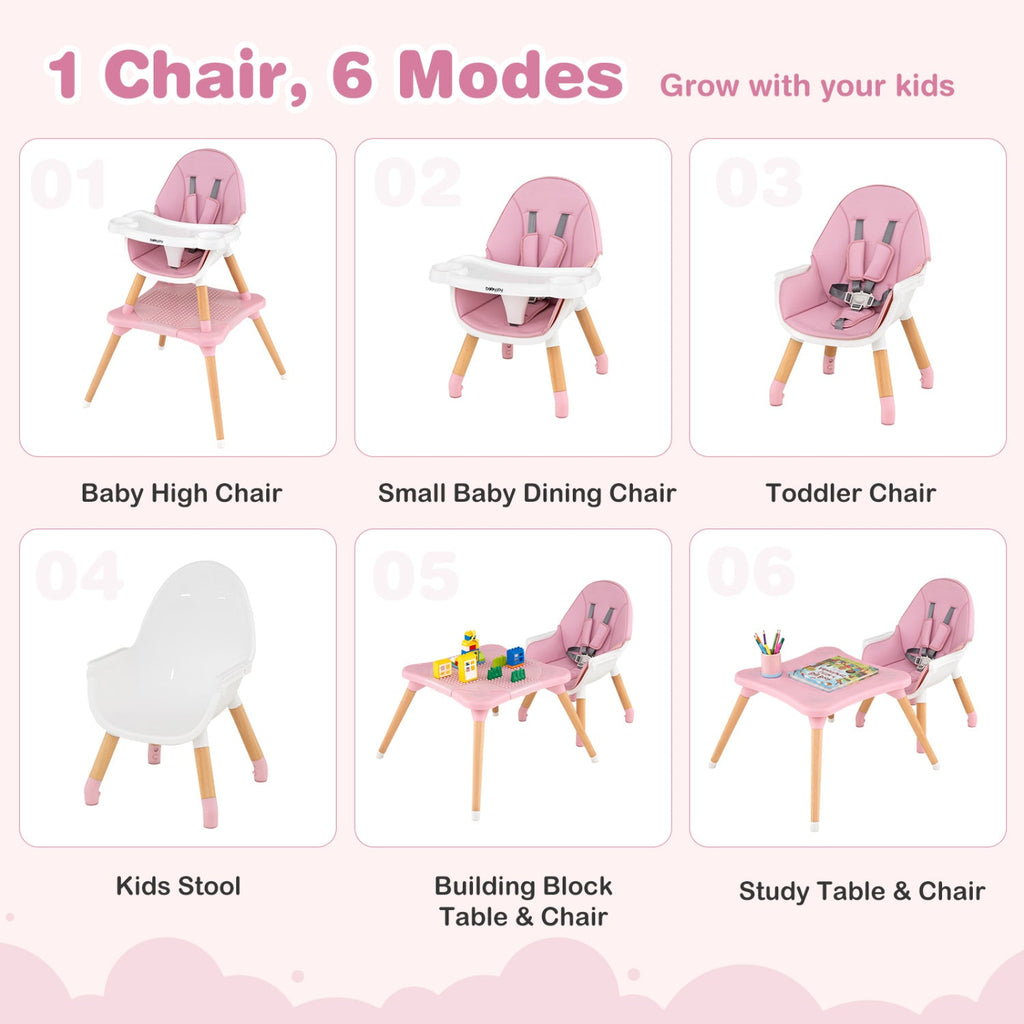 6-in-1 Convertible High Chair for Babies 6-36 Months
