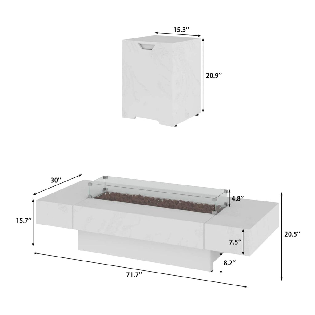 71-Inch Outdoor 60K BTU Fire Pit Table With Wind Guard (SAK41326)