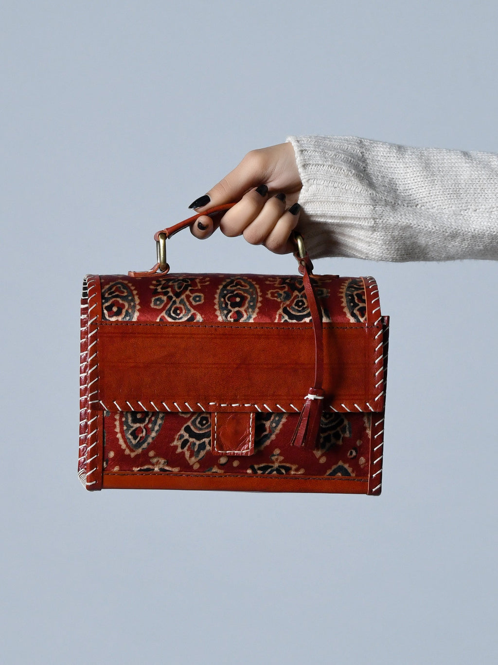 Maroon Mystique Ajrakh Satchel Purse