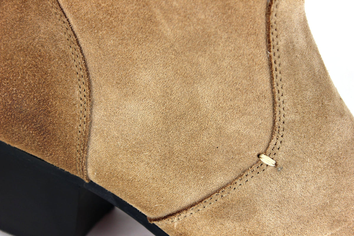 OSSTONE Men Chelsea Ankle Boots Leather Heeled Boots With Side Zipper Cuban Heel Dress Boots Disco Shoes OS-JY002 BEIGE