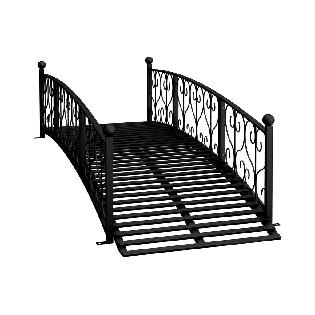 7FT Decorative Metal Arch Footbridge Garden Bridge With Safety Siderails (SAK53829)