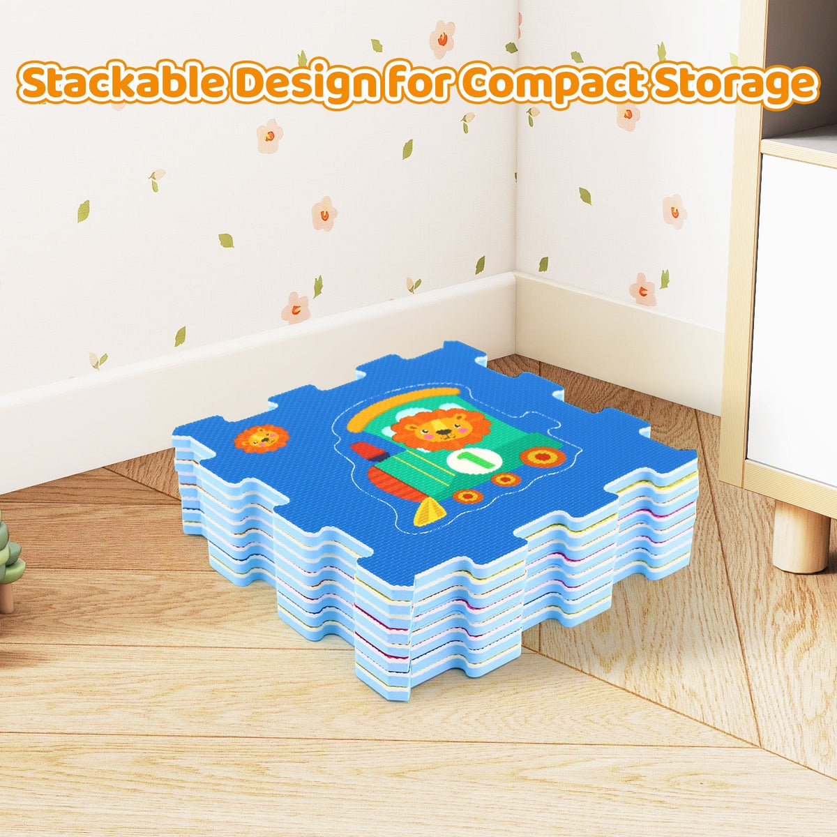 8-Piece Interlocking Baby Floor Puzzle Tiles with Educational Numbers