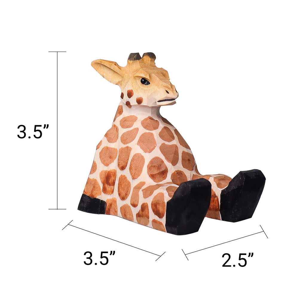 Handmade Wood-Carved Giraffe Cellphone Stand