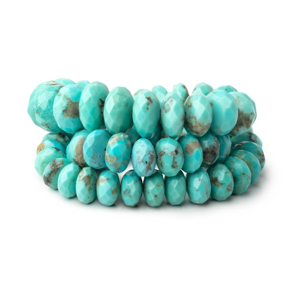 9-16.5mm Sleeping Beauty Turquoise Faceted Rondelle 18 inch 67 Beads AAA
