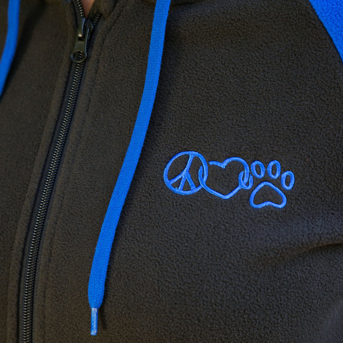 Peace Love Paws Fleece Hooded Zip Up Jacket