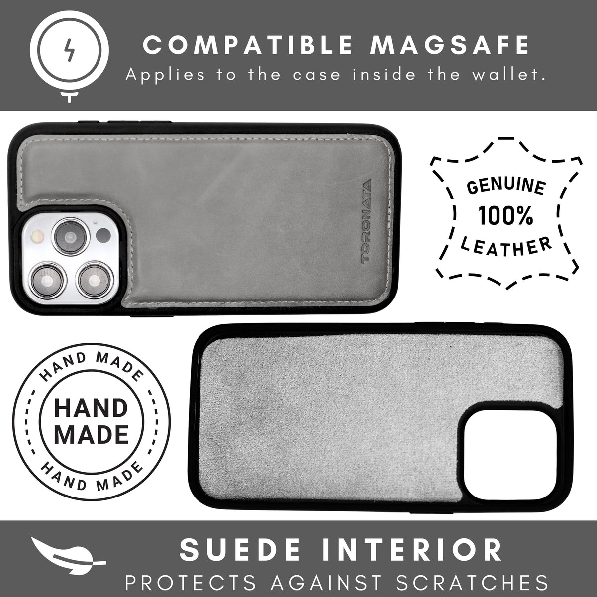 Vegas Premium Leather iPhone 15 Plus Wallet Case with MagSafe | Detachable RFID Blocking Luxury Wallet