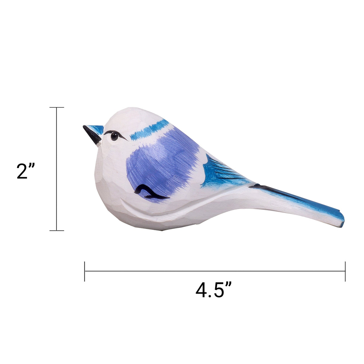 Hand-Carved Wooden Bird Figurine – White