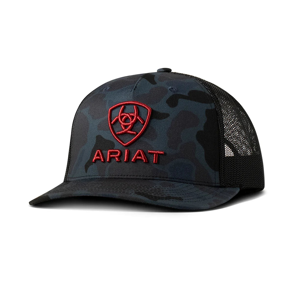 Ariat Navy Camo Red Shield - Trucker Cap