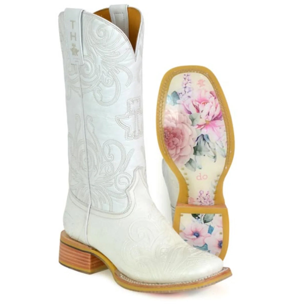 Tin Haul White Wedding - Women's Leather Cowgirl Boot
