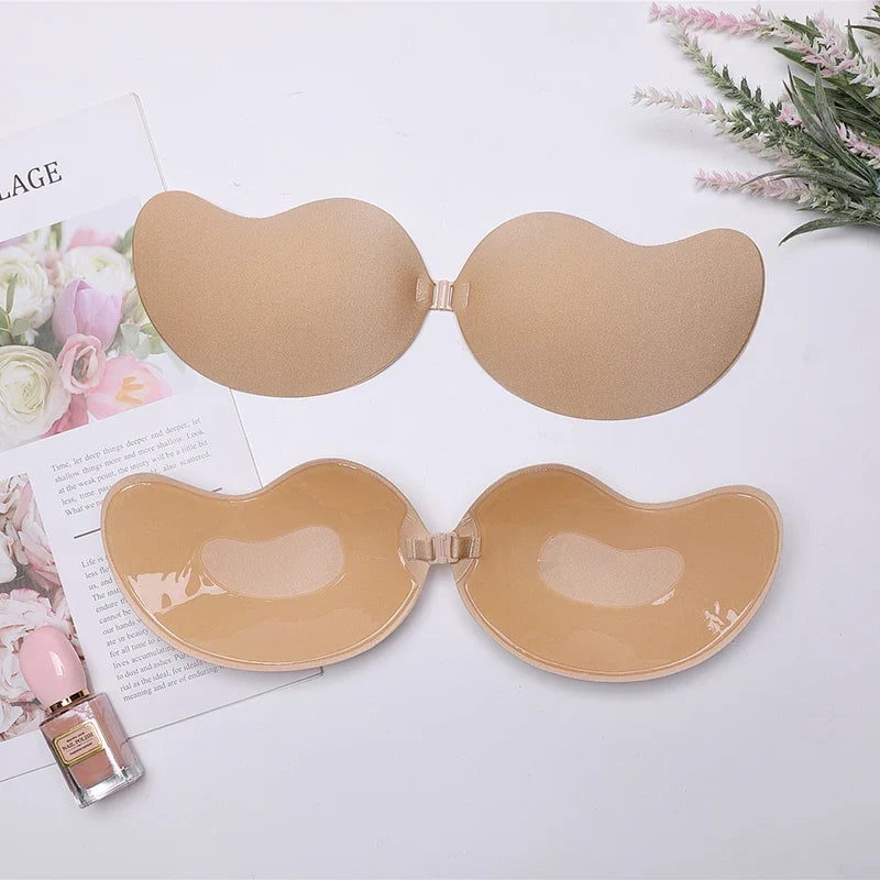 Sexy Invisible Bras Women's Push Up Silicone Mango Bra Without Straps Self Adhesive Seamless Strapless Front Closure Lingerie
