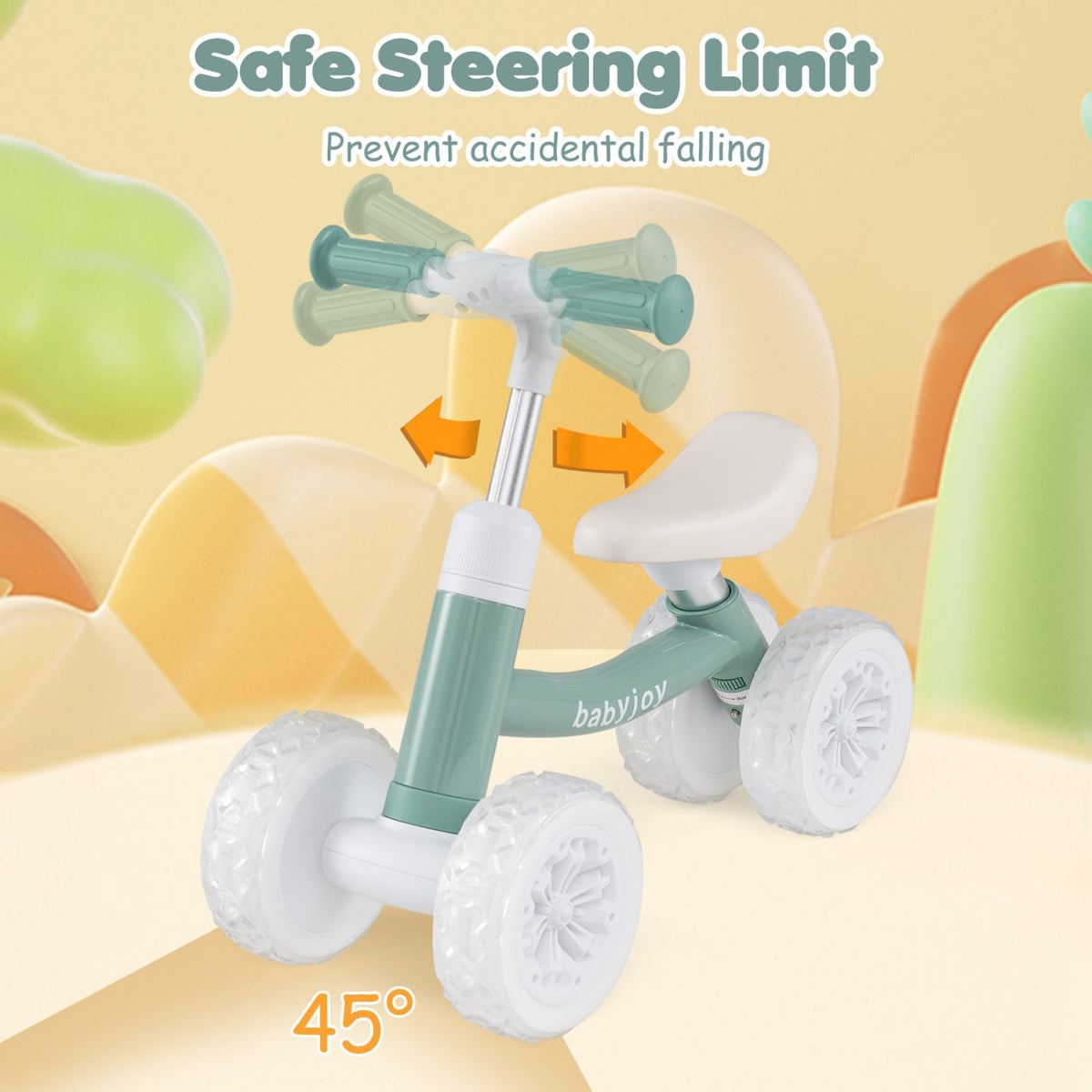 Baby Balance Bike with Adjustable Handlebar and Seat with Lighting Wheels