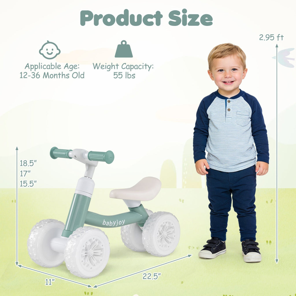 Baby Balance Bike with Adjustable Handlebar and Seat with Lighting Wheels