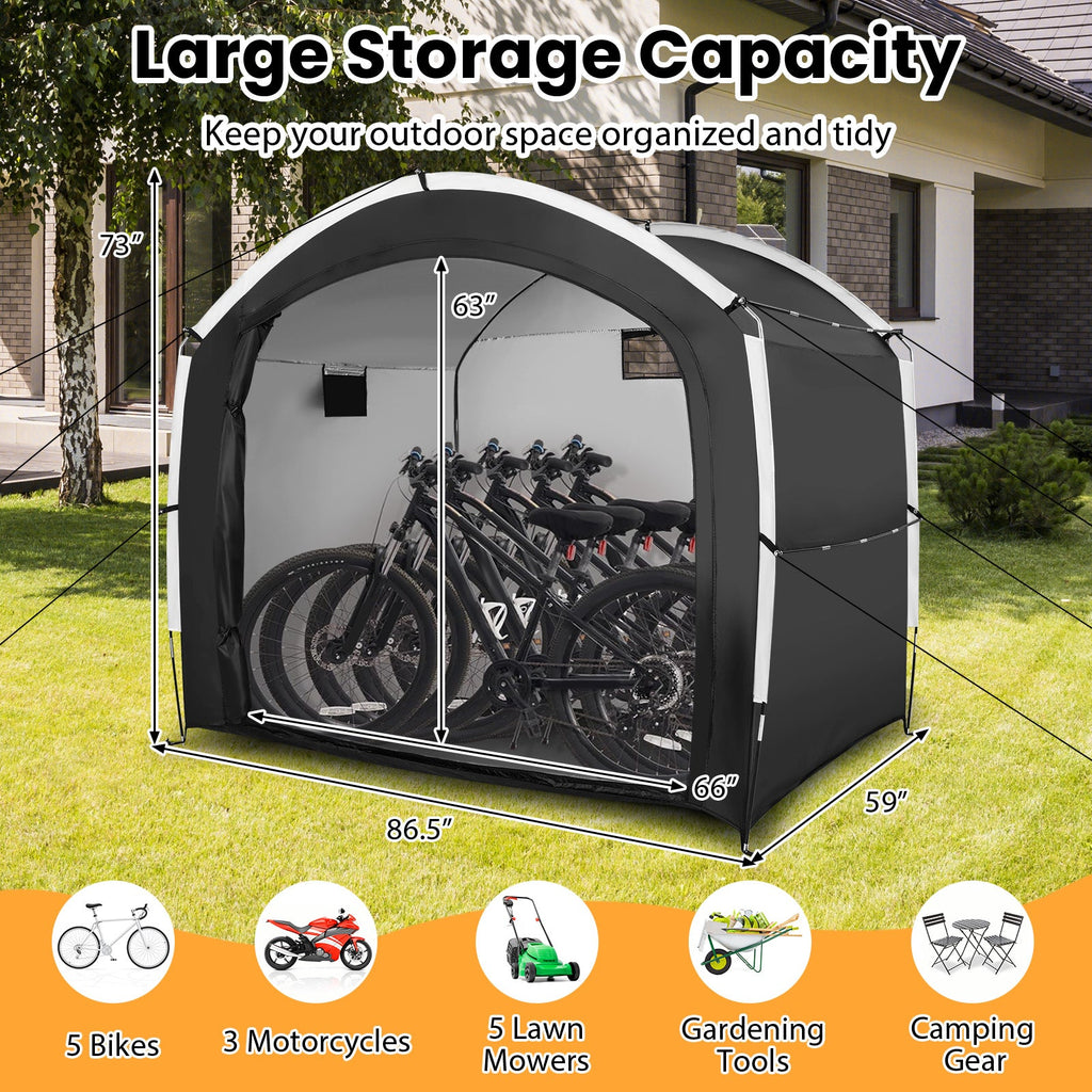 Bike Storage Shed Tent with PU4000MM Waterproof 210D Oxford Fabric for 5 Bikes