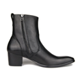 OSSTONE Men Chelsea Ankle Boots Leather Heeled Boots With Side Zipper Cuban Heel Dress Boots Disco Shoes OS-JY002-US