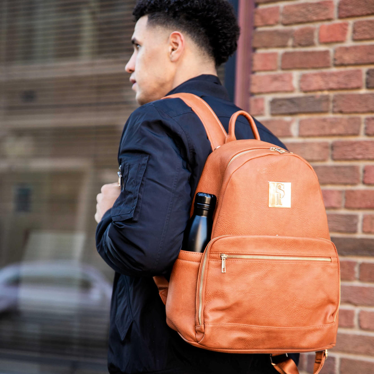 Brown Leather Carrier Backpack
