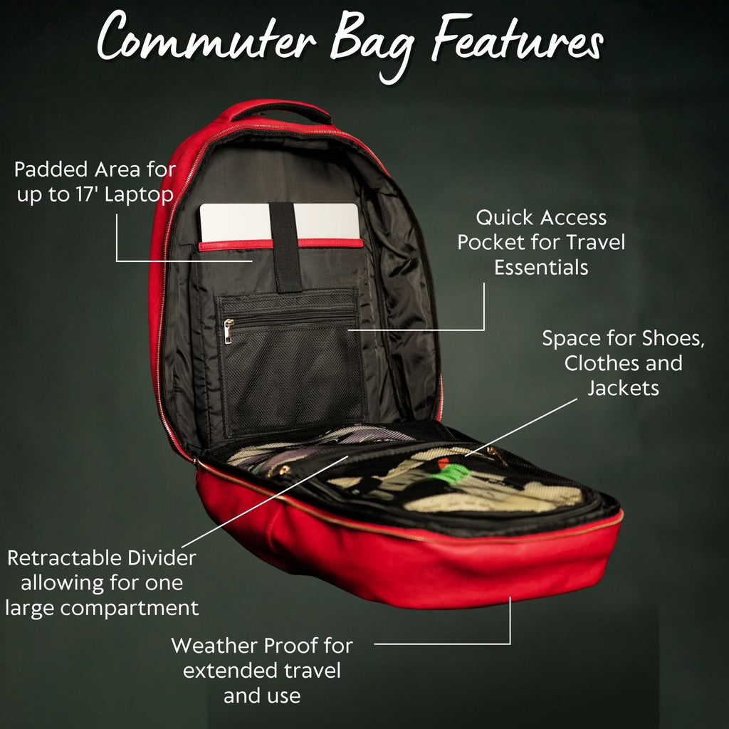 Red Leather Commuter Bag