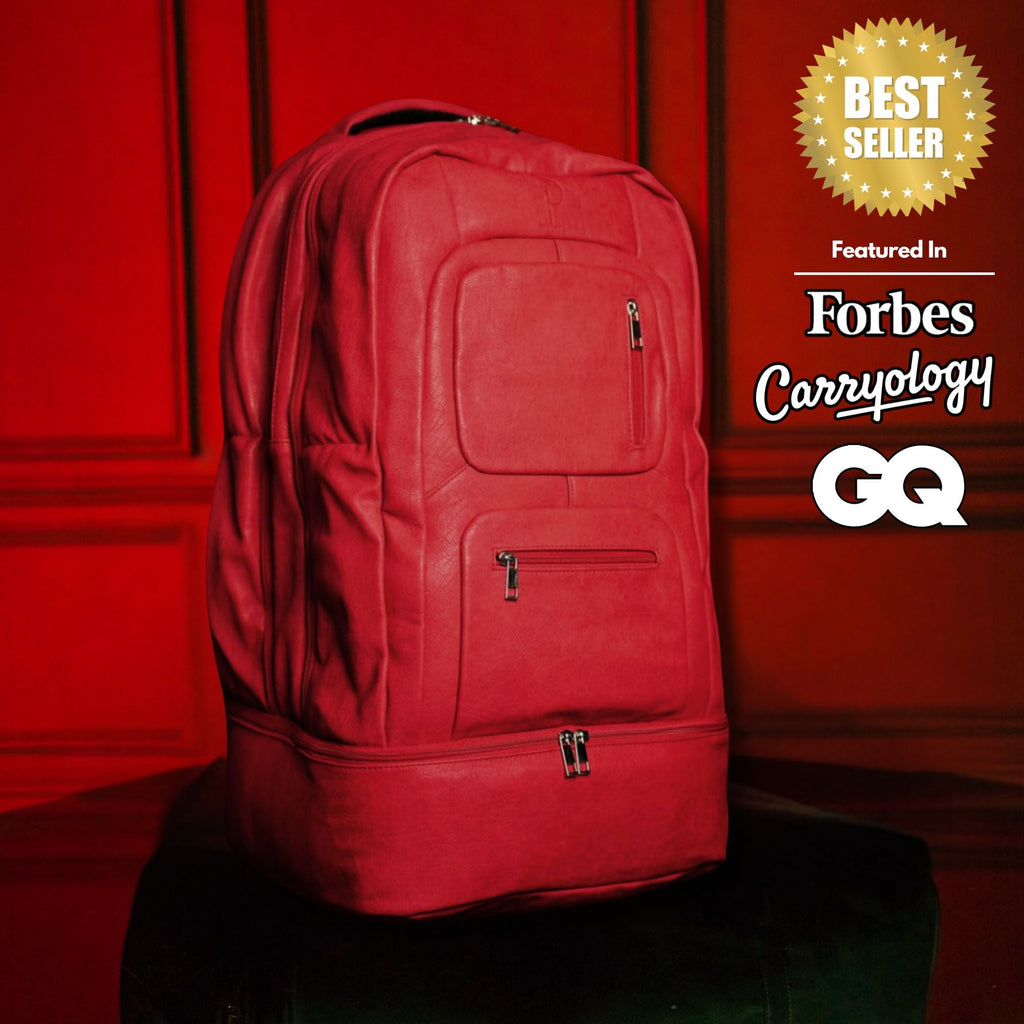 Red Leather Luxury Carry-On Patented Backpack (Only 300 Made)