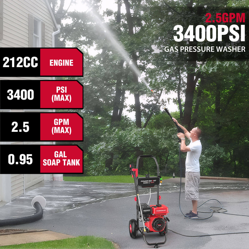 3400PSI 2.5GPM 212cc Gas Pressure Washer DL1034A