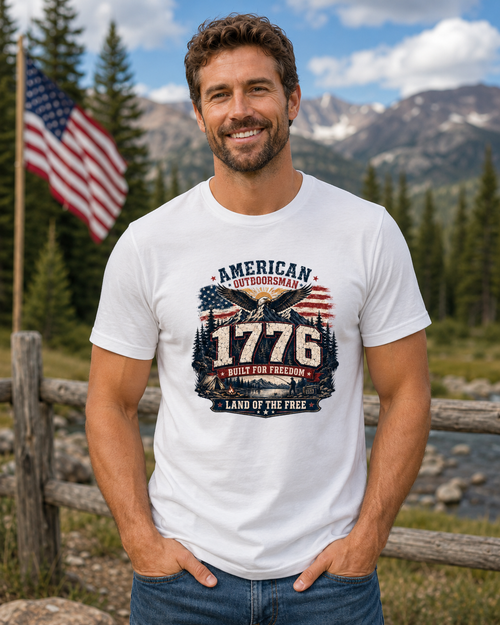 1 776 American Outdoorsman Patriotic Freedom T-Shirt