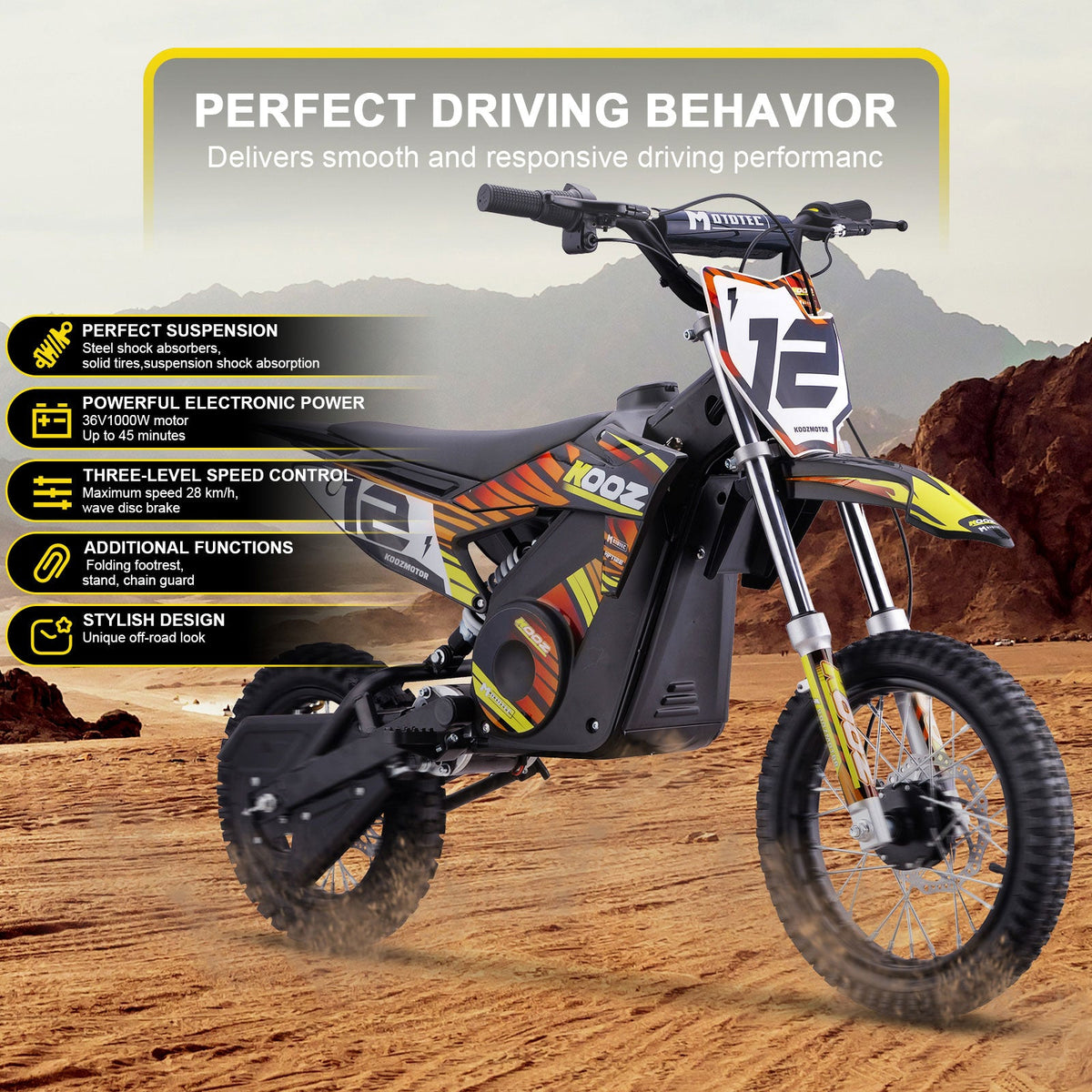 36V Lithium Mini Dirt Bike 1000W