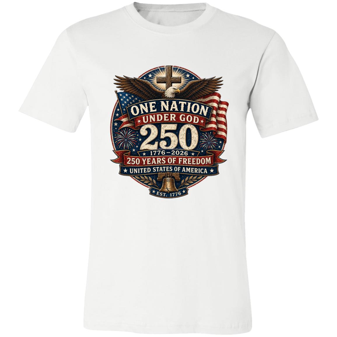 Vintage T-Shirt One Nation Under God Patriotic Freedom Cross