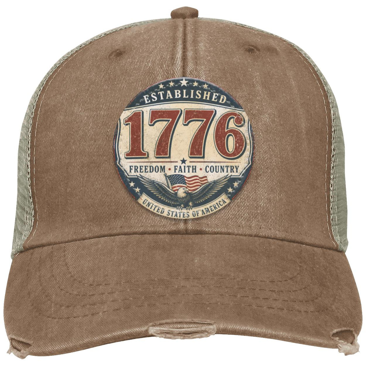 1776 Freedom Heritage Patriotic Fourth Of July Distressed Ollie Cap