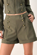 OLIVE COMMAND CUFFED TAILORED SHORTS