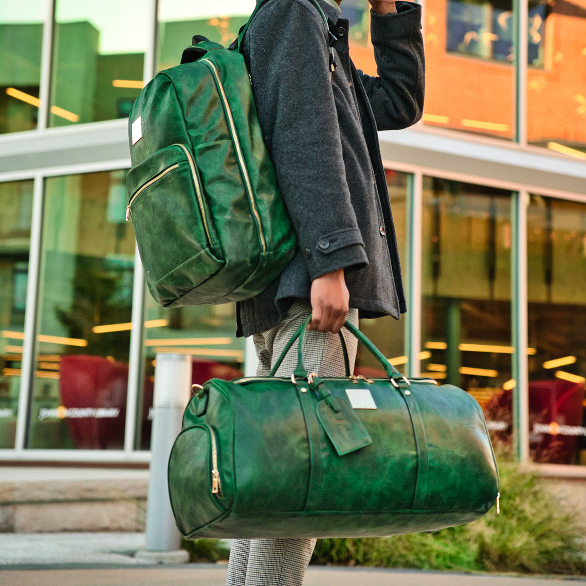 Emerald Green Leather Commuter Bag (XL Design)