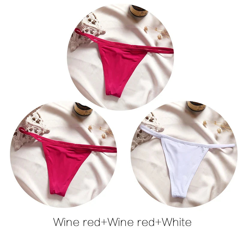 FINETOO 3Pcs/set Sexy Low-rise Thongs Women Bikini Panties T-back Underpants M-XL Female G-String Panty Ladies Thong Lingerie