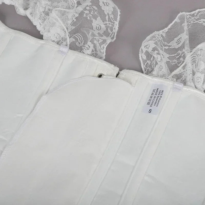 Fashion Princess Style Women Lingerie Bodyshaper Bridal Corset Bustier Tops For Women Short-Sleeve Lace Up Corselet Plus Size