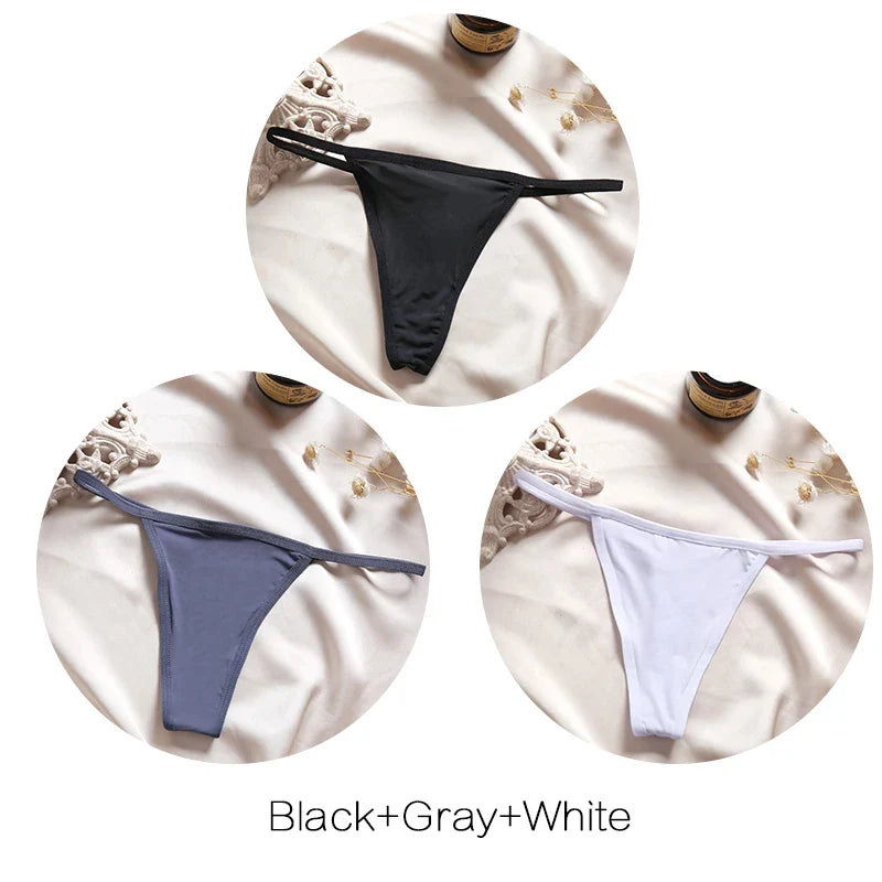 FINETOO 3Pcs/set Sexy Low-rise Thongs Women Bikini Panties T-back Underpants M-XL Female G-String Panty Ladies Thong Lingerie