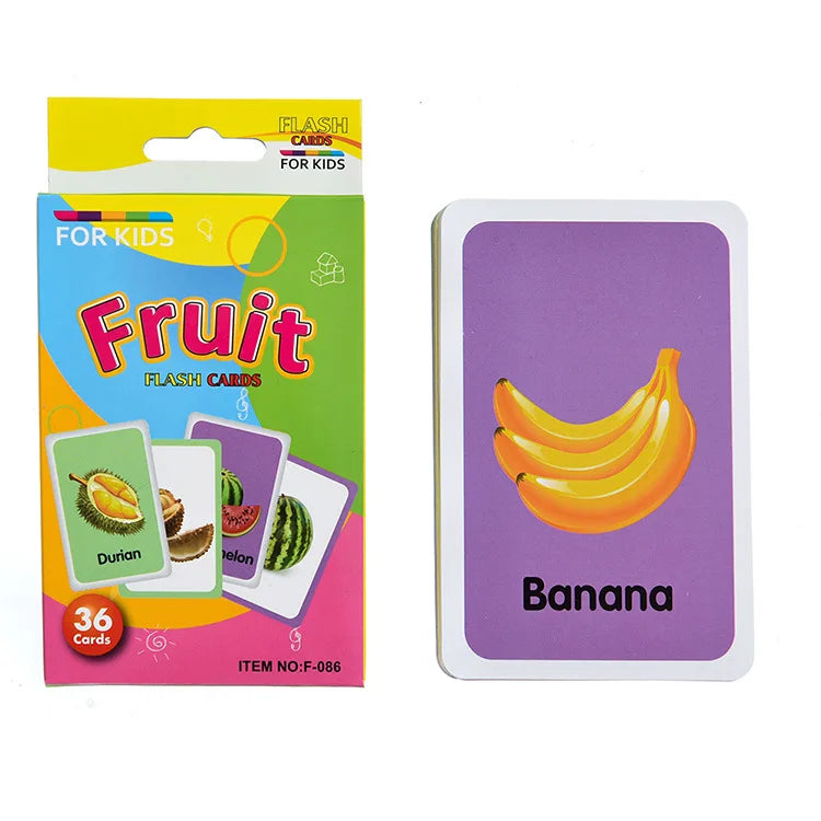 36Pcs Kids Cognition Cards - Shape, Animal, Color Teaching Baby English Learning Word Cards, Educational Montessori Gift