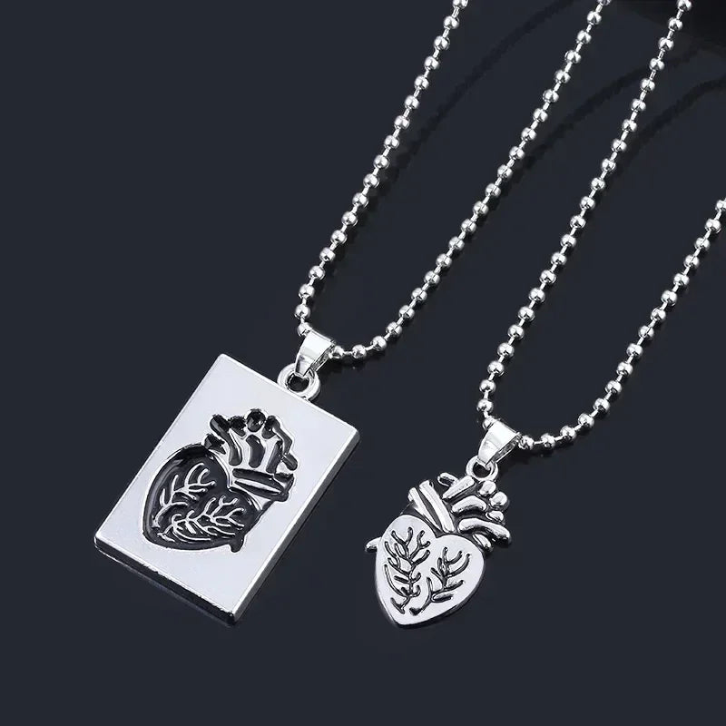 Pair Of Lovers Fashion Puzzle Anatomical Heart Necklaces Pendants Stainless Steel Chain Couple Collares Women Valentine Day Gift